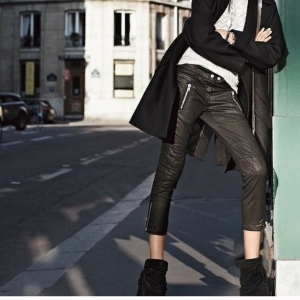 Isabel Marant pour H&M Black Waxed Moto Pants 10
